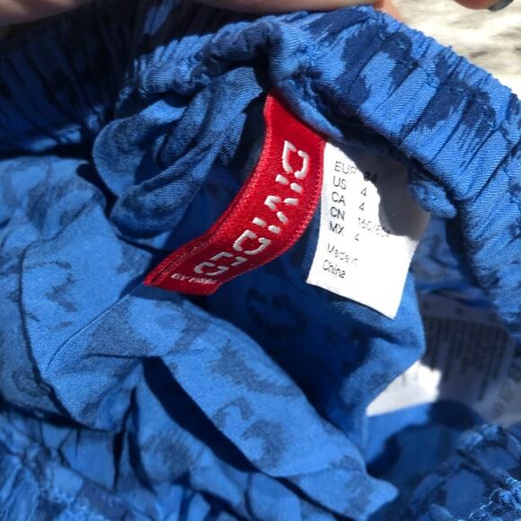 H&M | blue leopard print heart mini dress size 4 Valentines Day - Picture 6 of 7